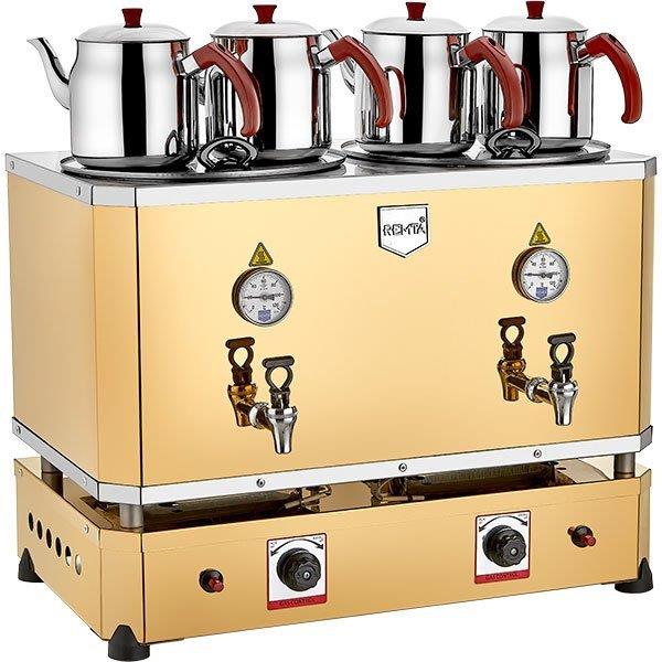 4 Demlikli Jumbo Çay Kazanı Makinesi 46 lt Gazlı N16