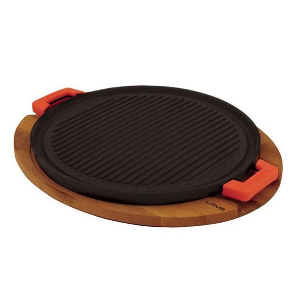 Ahşap Altlıklı ve Metal Kulplu Yuvarlak Griddle