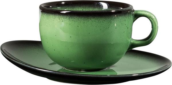 Porselen Joy Green Çay Fincanı ve Tabağı